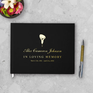 Gold Calla Lily Black In Loving Memory Foil Guest Book