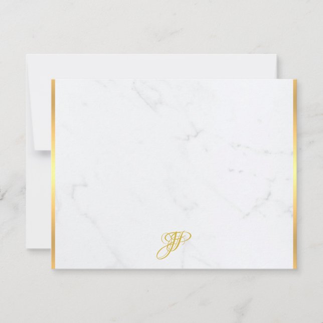 Gold Calligraphed Monogram Marble Modern Template (Front)