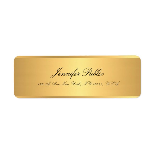 Gold Calligraphed Script Name Professional Elegant Label (Front)