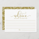 Gold Calligraphy Adivce for the Bride to Be Advice Card<br><div class="desc">Gold Calligraphy Advice for the Bride-to-be Bride Card | Write down your advice for the bride-to-be with this blank memories card. It features whimsical calligraphy with foliage pattern. Matching items are available.</div>