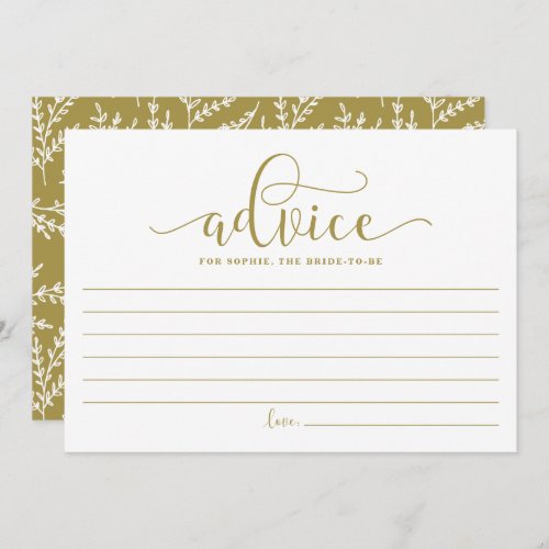 Gold Calligraphy Adivce for the Bride to Be