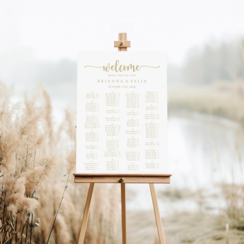 Gold Calligraphy Alphabetical Seating Chart