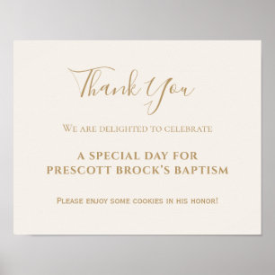 Gold Calligraphy Baptism Favor Poster