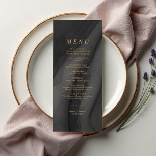 Gold Calligraphy & Black Agat Wedding Menu