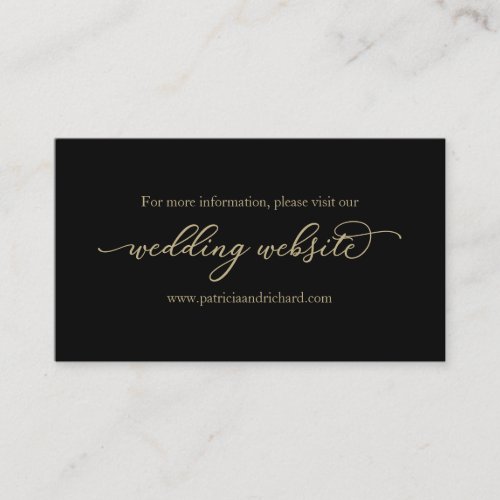 Gold Calligraphy Black Wedding Website Business Card