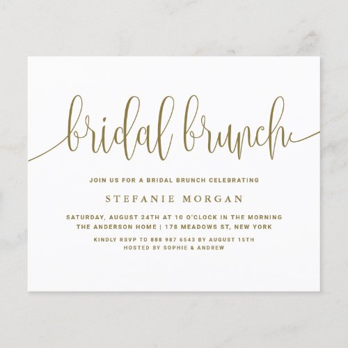 Gold Calligraphy Bridal Brunch Invitation