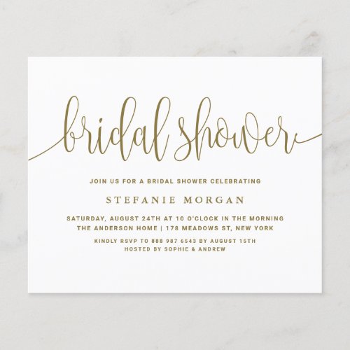 Gold Calligraphy Bridal Shower Invitation