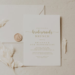 Gold Calligraphy Bridesmaids Brunch Shower  Invitation