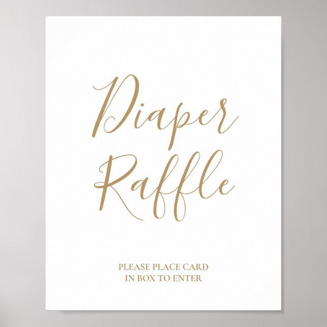 Gold Calligraphy Diaper Raffle Poster (Front)
