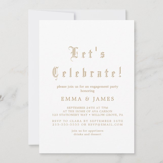Gold Calligraphy Elegant Party  Invitation (Front)
