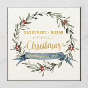 Gold Calligraphy Elegant Sprig Christmas Dinner Menu