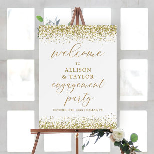 Gold Calligraphy Engagement Party Welcome Sign
