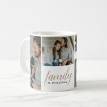 Gold Calligraphy Family Photo Collage Coffee Mug<br><div class="desc">Stylish coffee mug with the words "family is everything" and "love" in trendy gold typography surrounded by a collage of personalized photos and customizable family name.</div>