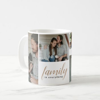 Gold Calligraphy Family Photo Collage Coffee Mug by origamiprints at Zazzle