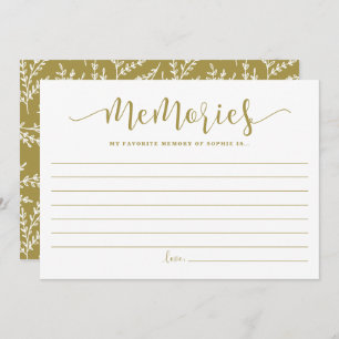 Gold Calligraphy Favorite Memory of the Bride Advice Card
