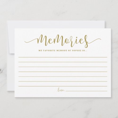 Gold Calligraphy Favorite Memory of the Bride Card