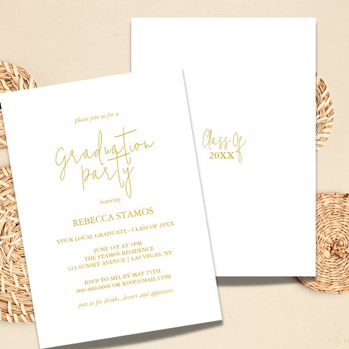 Gold Calligraphy Graduation Party Invitation