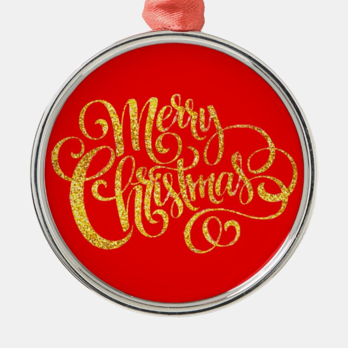 Gold Calligraphy Merry Christmas Ceramic Ornament | Zazzle.com