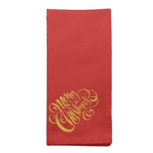 Gold Calligraphy Merry Christmas Cloth Napkin