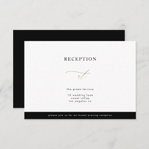 Gold Calligraphy Modern Calligraphy Reception Card