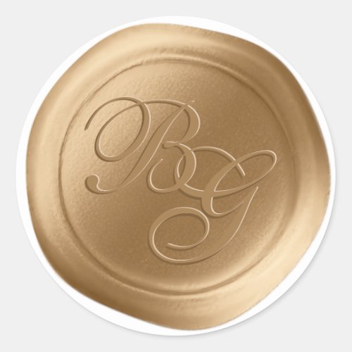 Gold Calligraphy Monogram Wax Seal Stickers