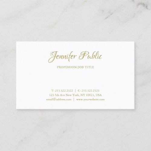 Gold Calligraphy Name Font Simple Elegant Template Business Card