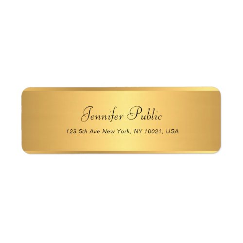 Gold Calligraphy Name Text Professional Modern Label