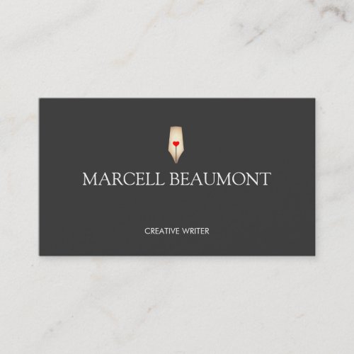 Gold Calligraphy Pen Logo Freelance Writer Business Card