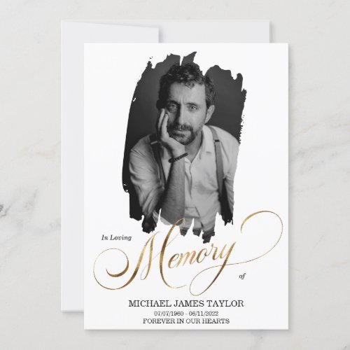Gold Calligraphy Photo In Loving Memory Funeral In