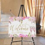 Gold Calligraphy Pink Floral Brunch Bubbly Welcome Foam Board<br><div class="desc">Brunch and Bubbly Welcome Sign with pink and gold floral design and beautiful calligraphy. The template is set up for you to personalize for your bridal shower or other brunch and bubbly occasion. This feminine watercolor design has pink and gold flowers and a dash of greenery with clinking champagne glasses....</div>