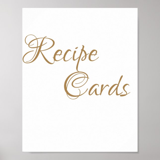 Gold Calligraphy Recipe Cards Baby Shower Sign (Front)