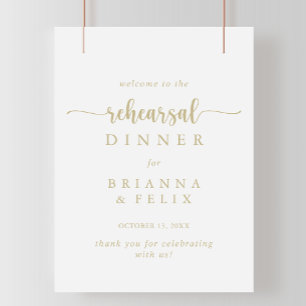 Gold Calligraphy Rehearsal Dinner Welcome Sign