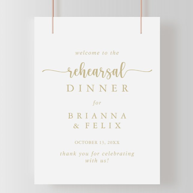 Gold Calligraphy Rehearsal Dinner Welcome Sign (Creator Uploaded)