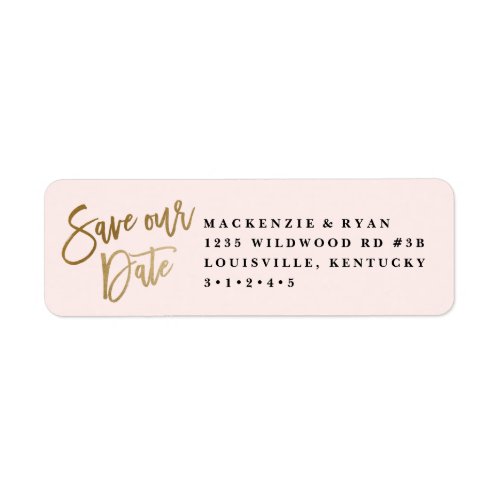 Gold Calligraphy Save the Date Return Address  Label