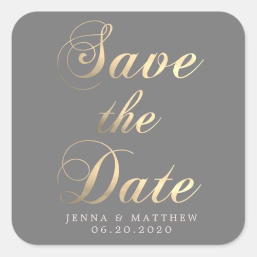 Gold Calligraphy Save the Date Sticker