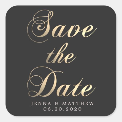 Gold Calligraphy Save the Date Sticker