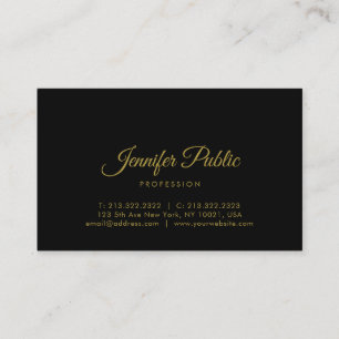 Gold Calligraphy Script Elegant Black Minimalist Business Card