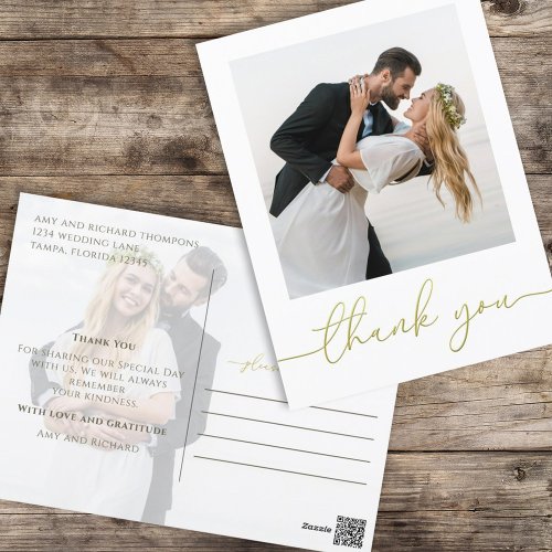 Gold Calligraphy Script Modern Simple Two Photo  Postcard