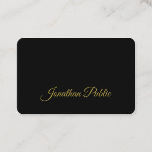 Gold Calligraphy Script Simple Black Attractive Business Card