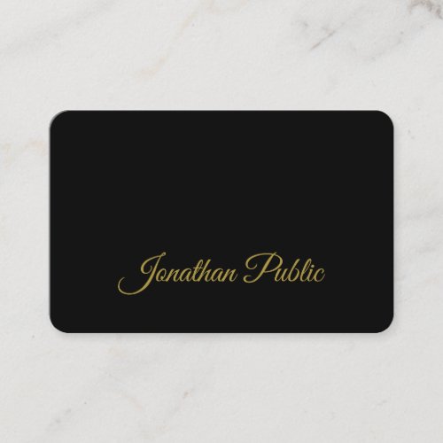 Gold Calligraphy Script Simple Black Attractive Business Card