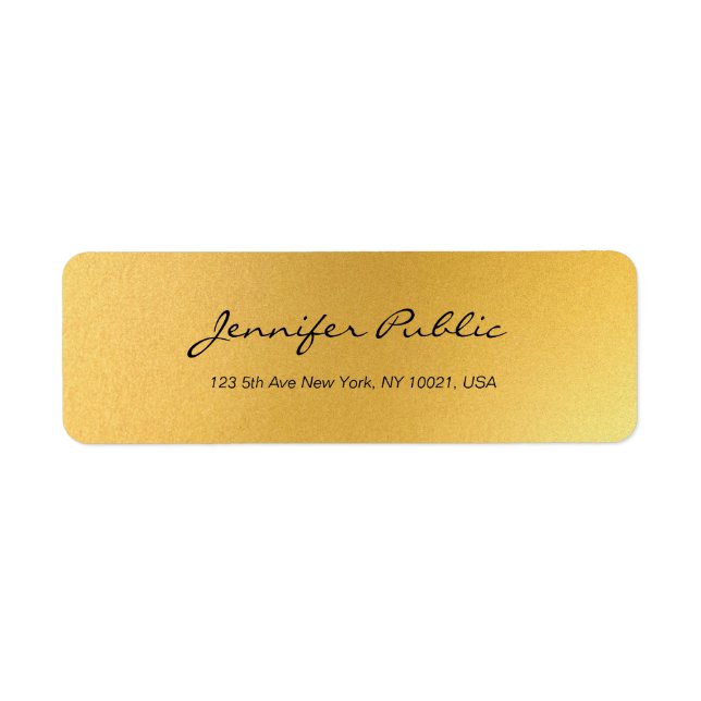 Gold Calligraphy Script Simple Elegant Template Label (Front)
