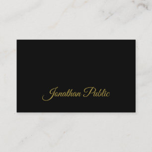 Gold Calligraphy Script Sleek Black Attractive Business Card