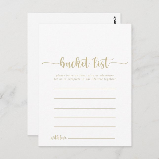 Gold Calligraphy Simple Bucket List Cards (Front/Back)