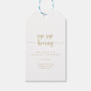 Gold Calligraphy Sip Sip Hooray Bridal Shower Gift Tags