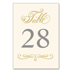 Gold Calligraphy Table Number Editable Color