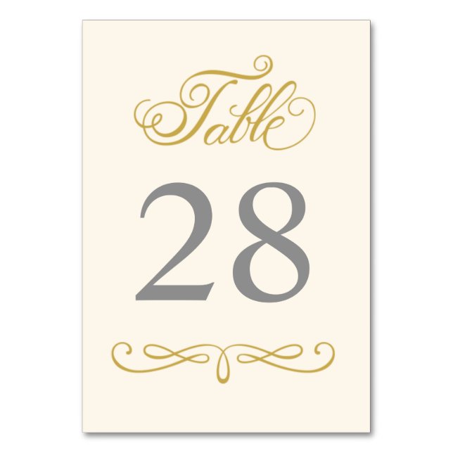 Gold Calligraphy Table Number | Editable Color (Front)