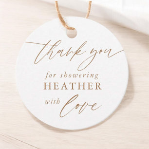 Gold Calligraphy Thank You For Showering With Love Favor Tags