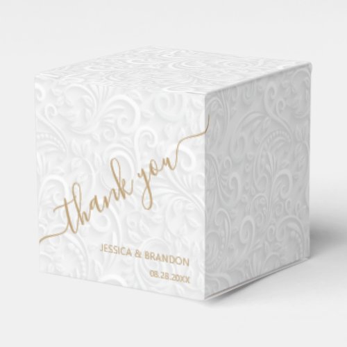 Gold Calligraphy Thank You Wedding Favor Boxes