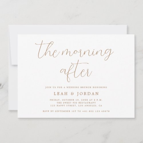 Gold Calligraphy The Morning After Wedding Brunch  Invitation