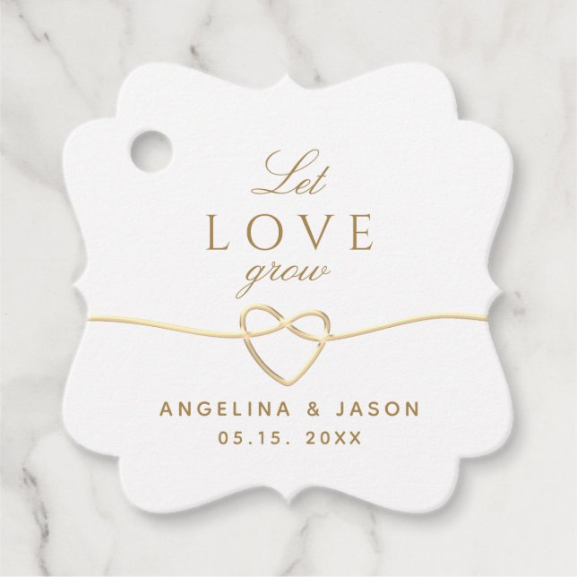 Gold Calligraphy Wedding Favor Tags (Front)